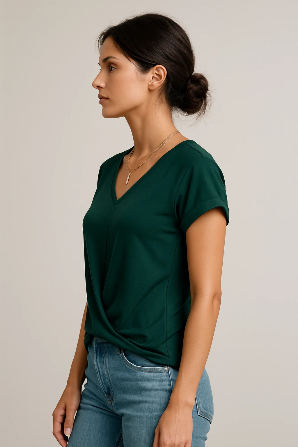 Women's V-Neck Slim Fit Top – Flattering Stretch Fabric