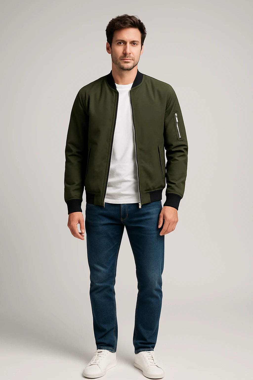 Men's Casual Bomber Jacket – Lightweight Zip-Up Outerwear
