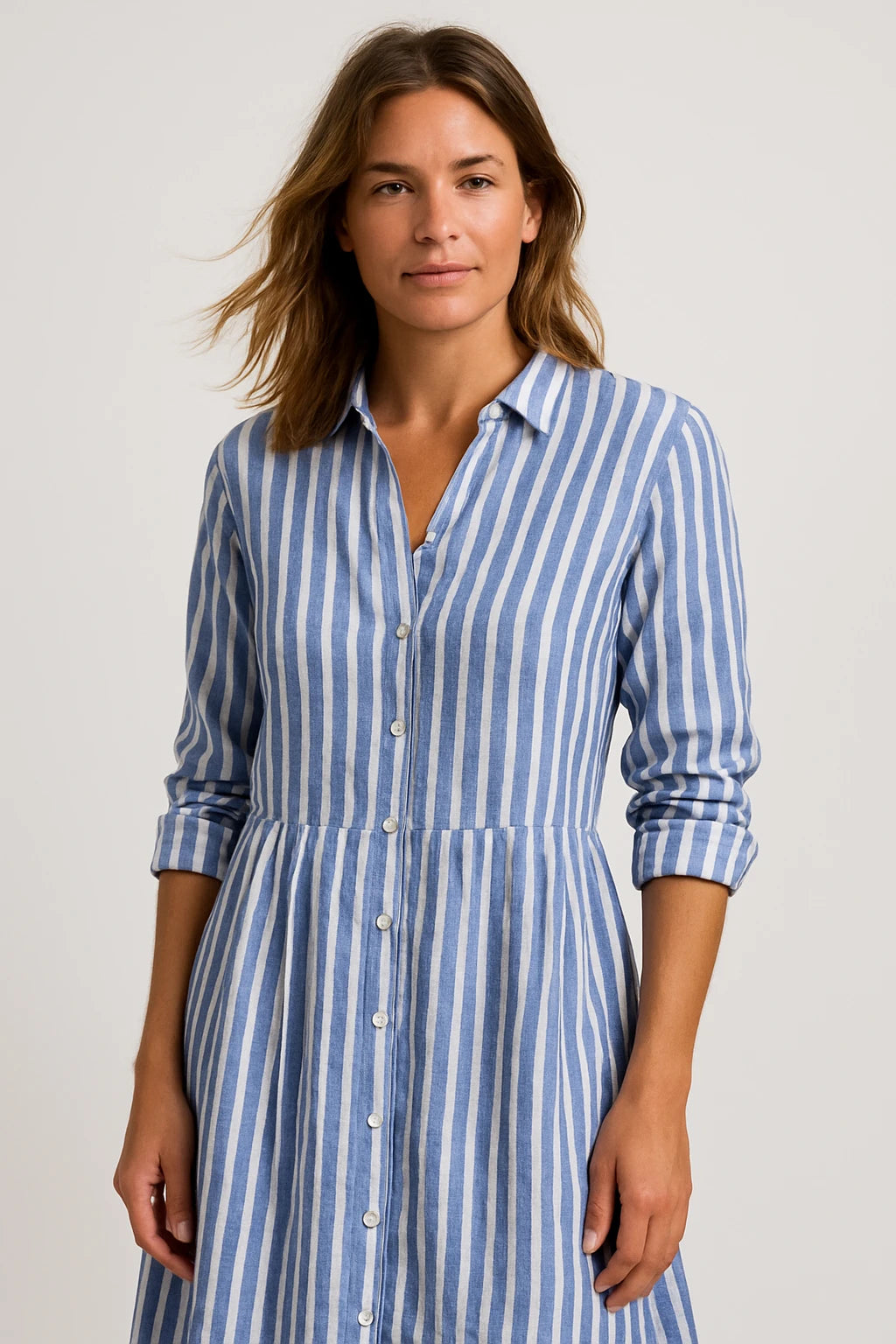 Womens Spring Shirt Dress with Elegant Striped Design and Comfortable Fit - Image 5