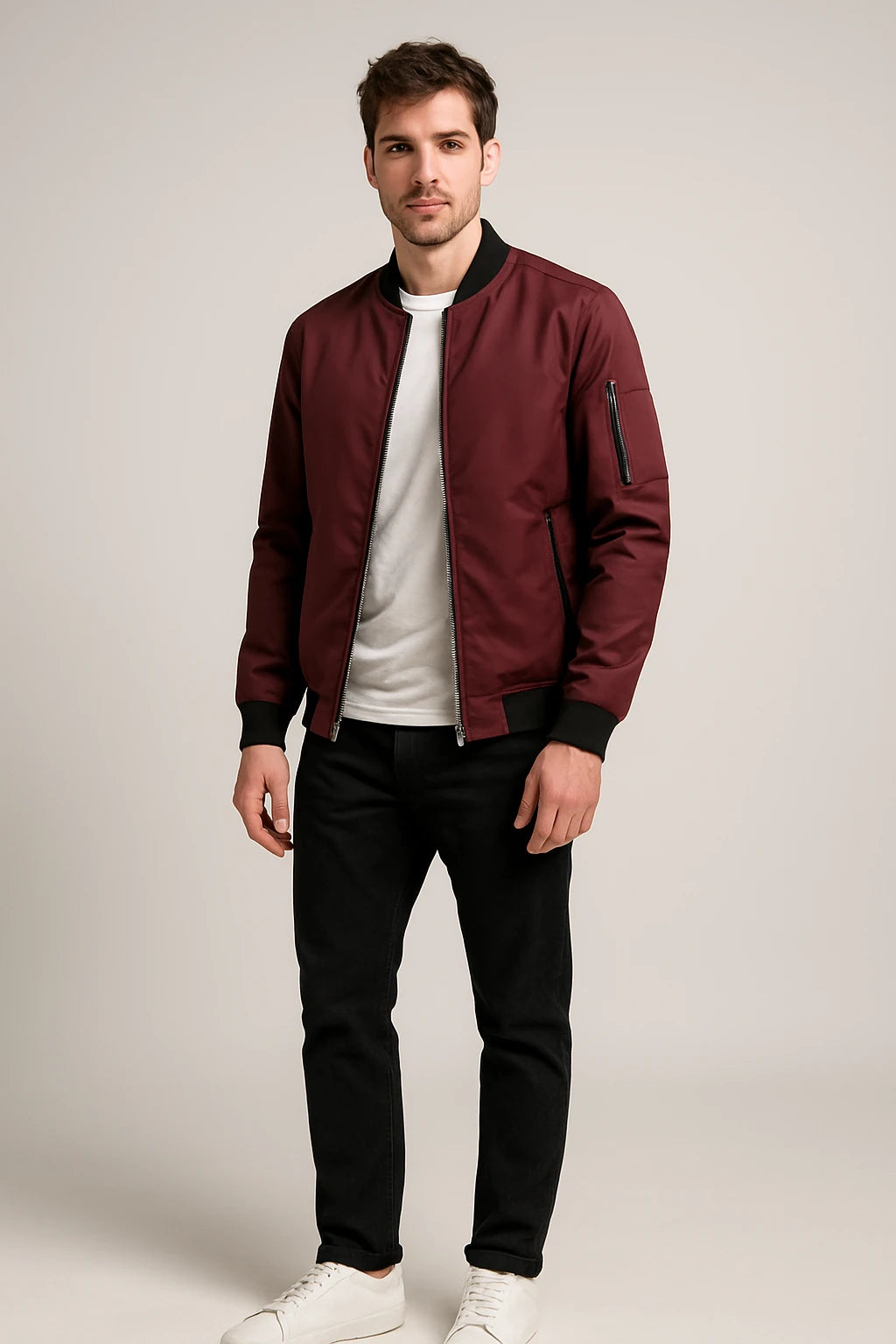 Men's Casual Bomber Jacket – Lightweight Zip-Up Outerwear