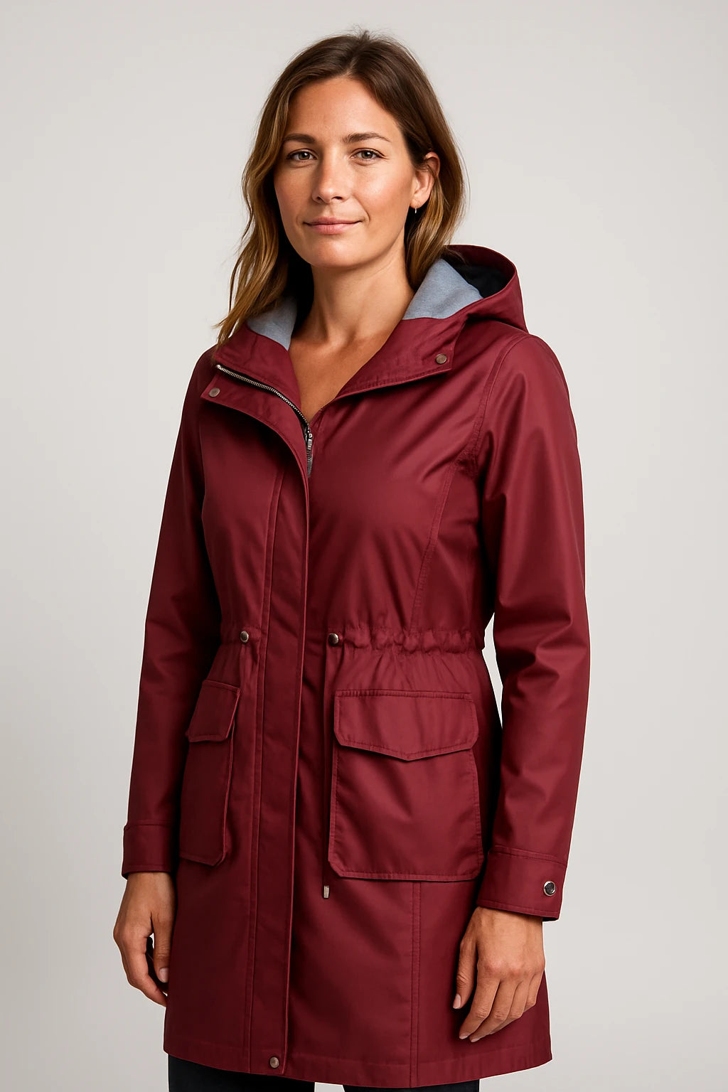 Women Autumn Utility Hooded Coat with Adjustable Drawstring Waist and Detachable Hood - Image 6