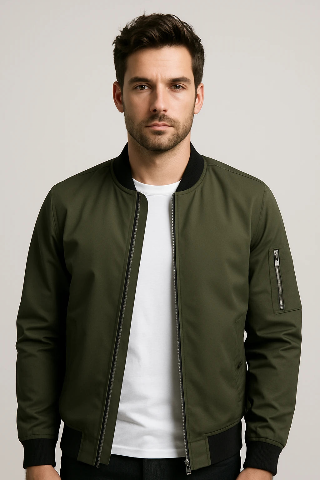 Men's Casual Bomber Jacket – Lightweight Zip-Up Outerwear