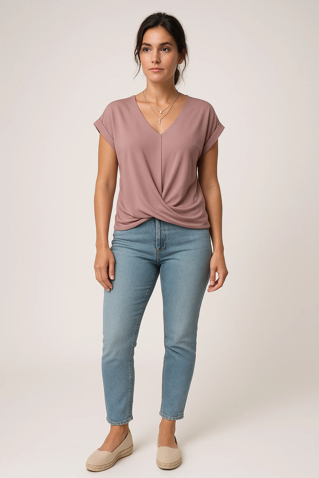 Women's V-Neck Slim Fit Top – Flattering Stretch Fabric