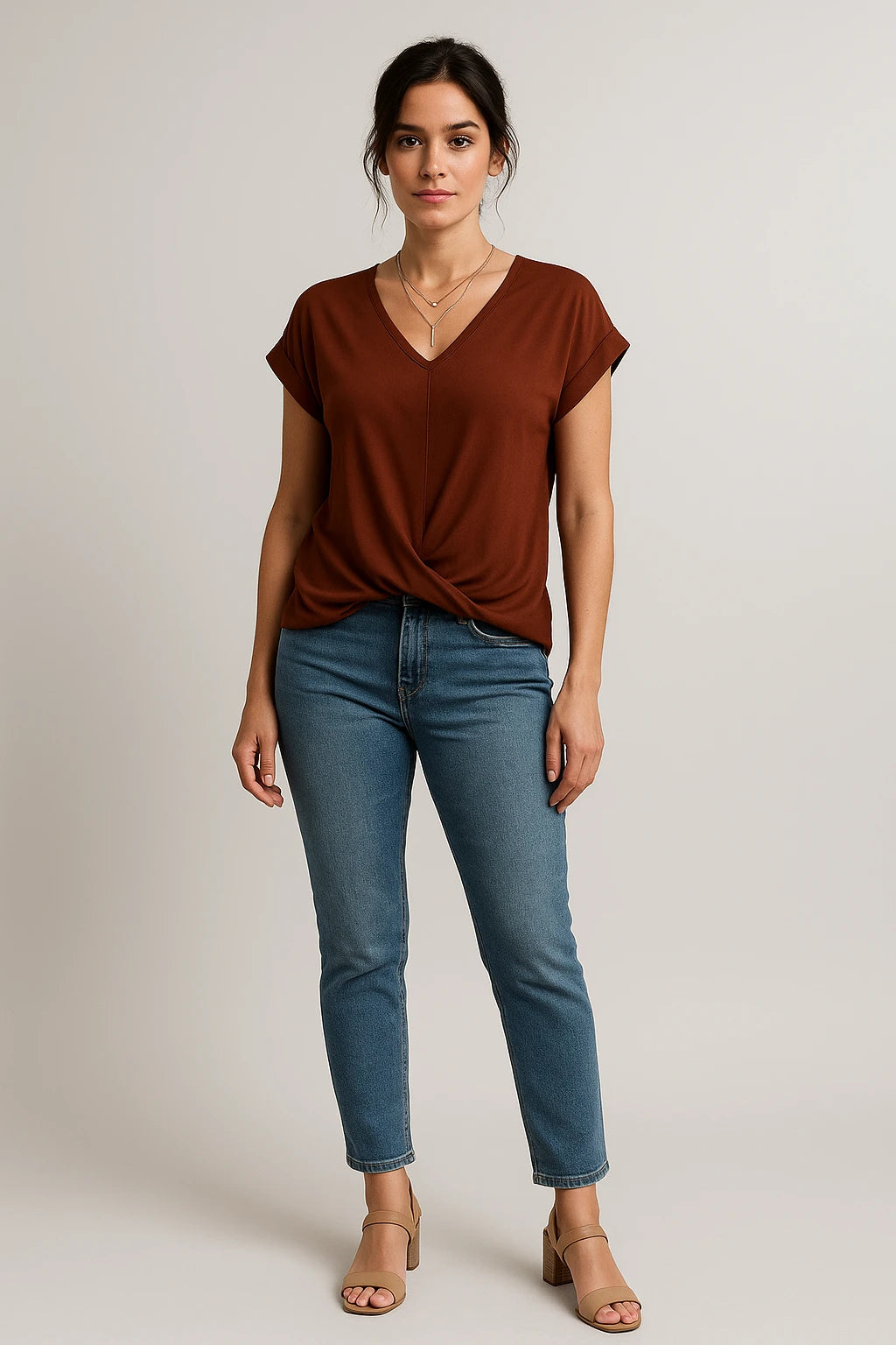 Women's V-Neck Slim Fit Top – Flattering Stretch Fabric