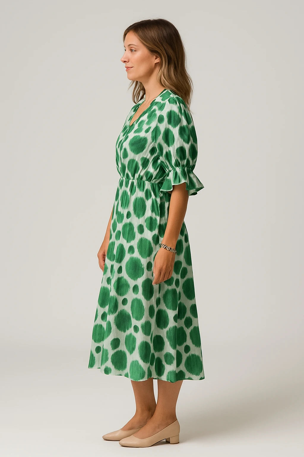 Women Day-to-Evening Blouse with Modern Fit – Abstract Pleated Design and Ruffled Sleeves - Image 1