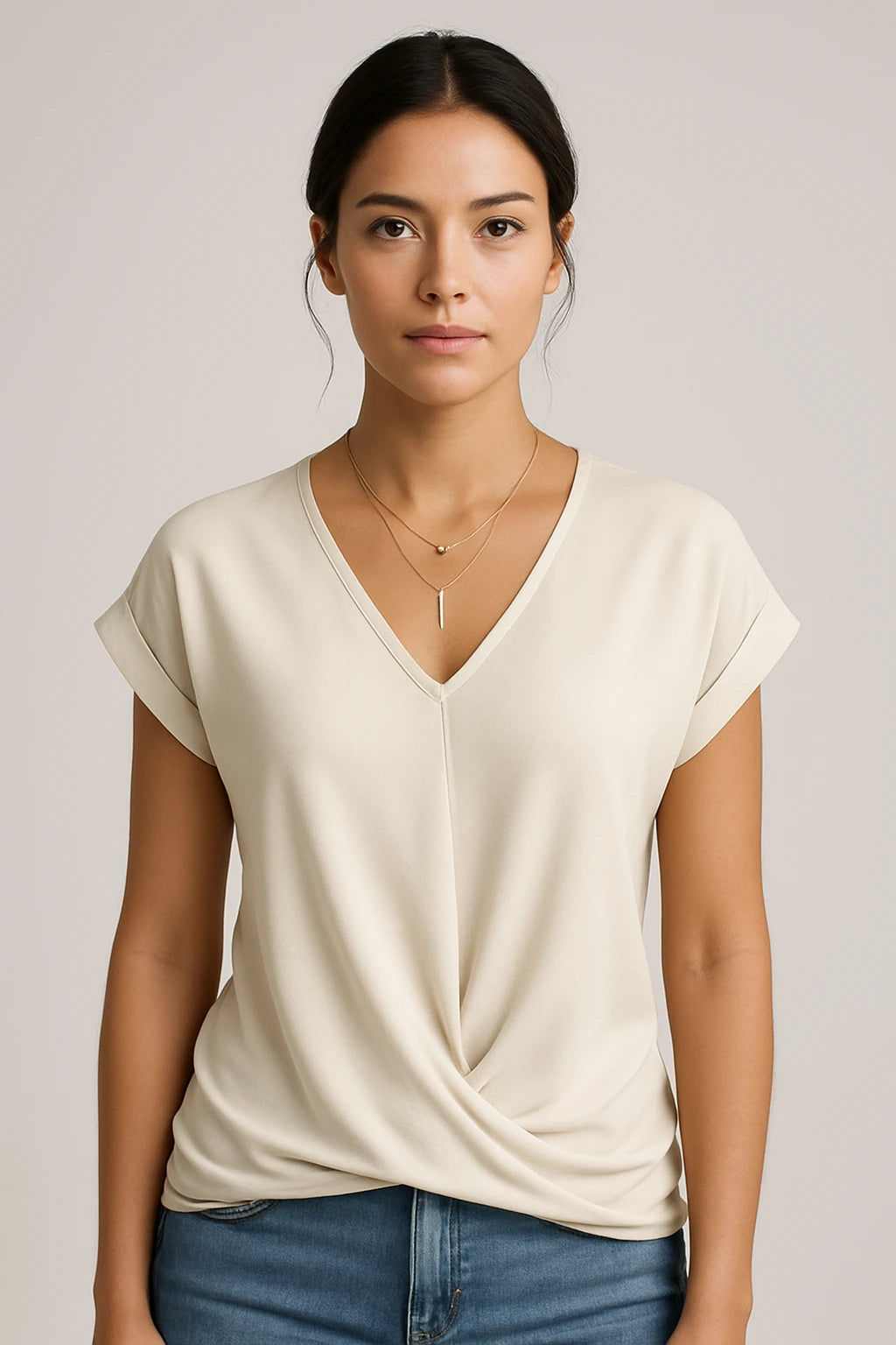Women's V-Neck Slim Fit Top – Flattering Stretch Fabric