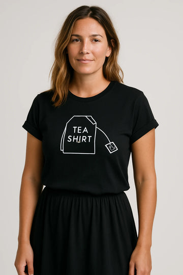 Women Casual T-Shirt with Relaxed Fit – Playful Tea Graphic Design for Everyday Wear - Image 1