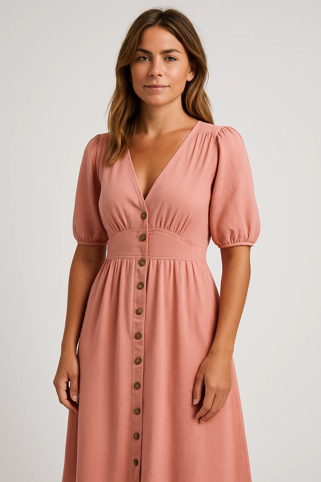 Womens Spring Dress with Flattering Fit and Elegant Button Details - Image 5