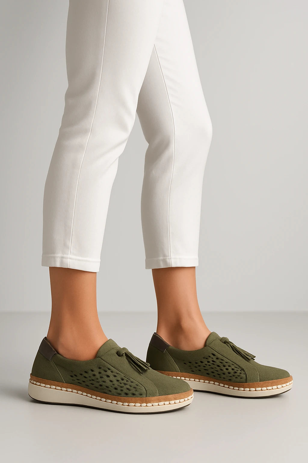 Perforated Lace-Up Casual Sneakers for Women