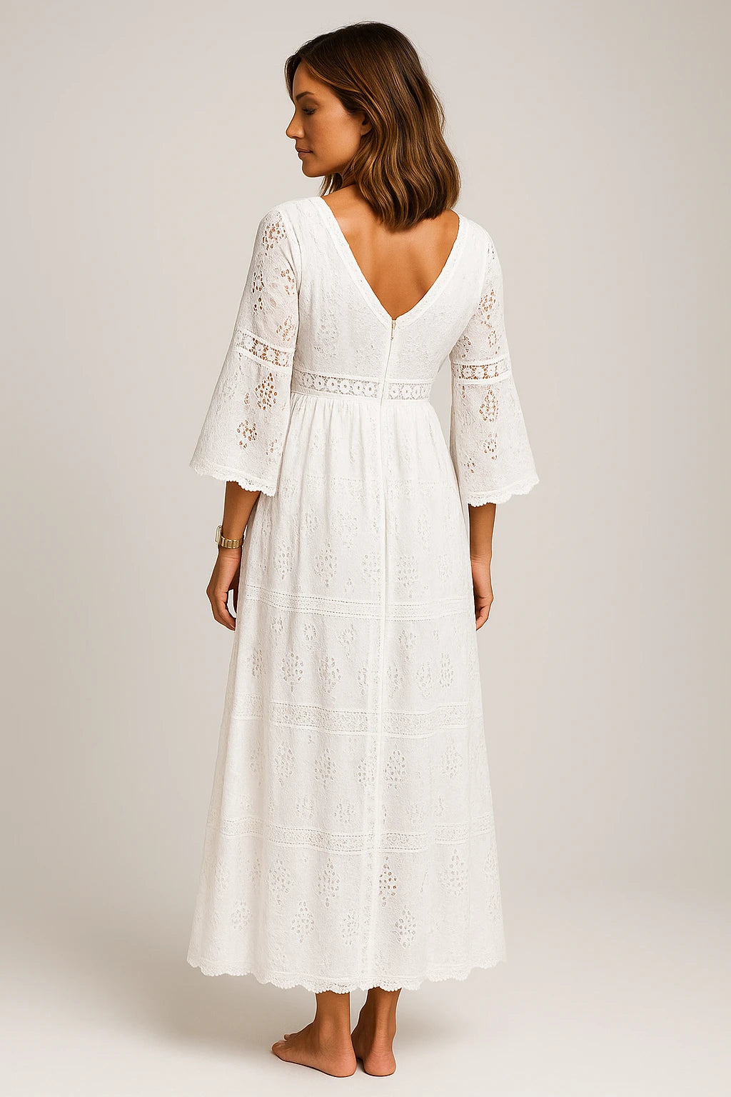 Womens Spring Floral Dress with Short Sleeves – Figure-Flattering Design – Effortless Elegance - Image 3