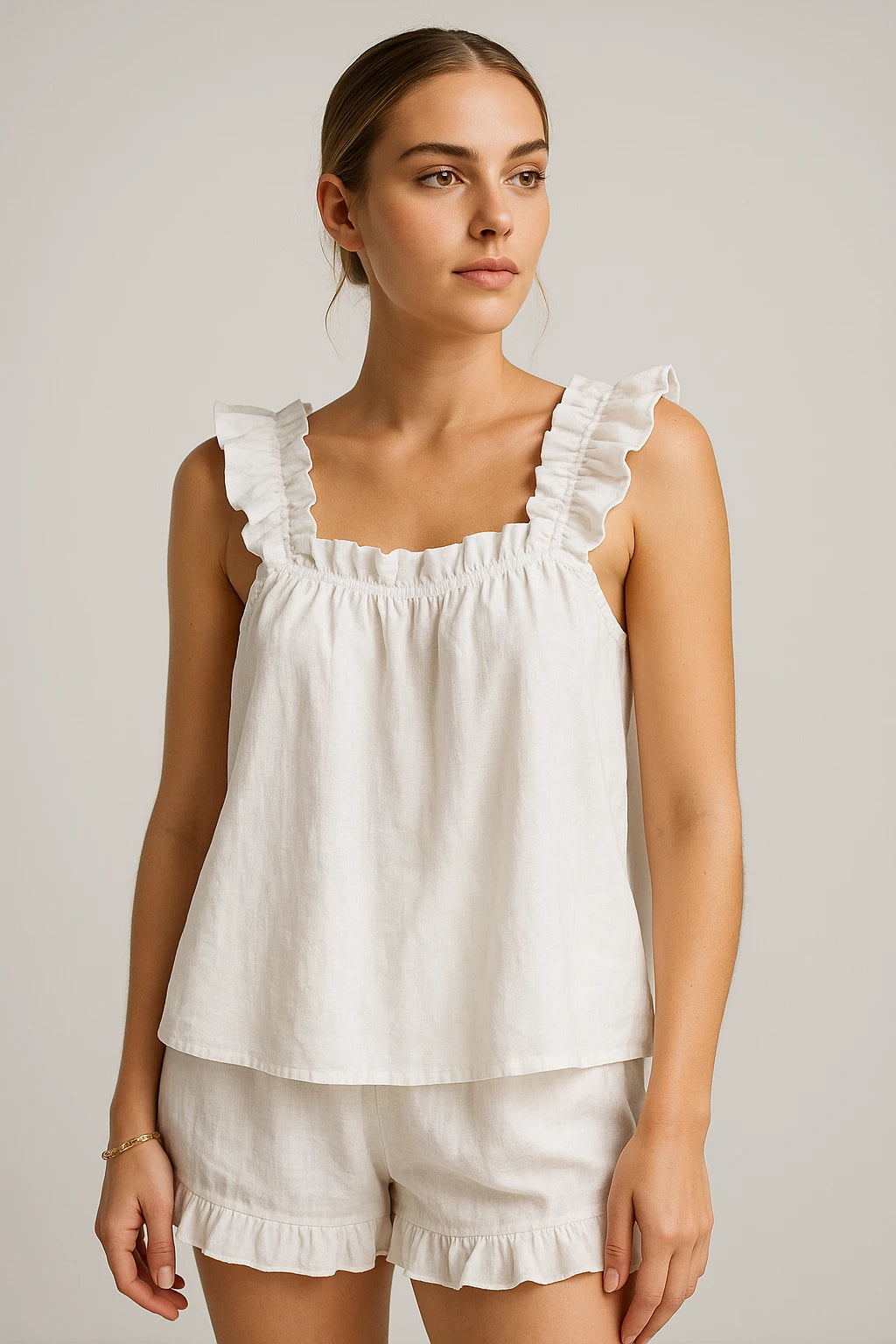 Ruffled Sleeveless Lounge Set for Women