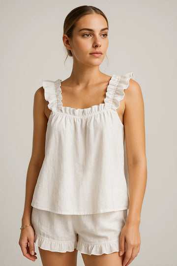 Ruffled Sleeveless Lounge Set for Women