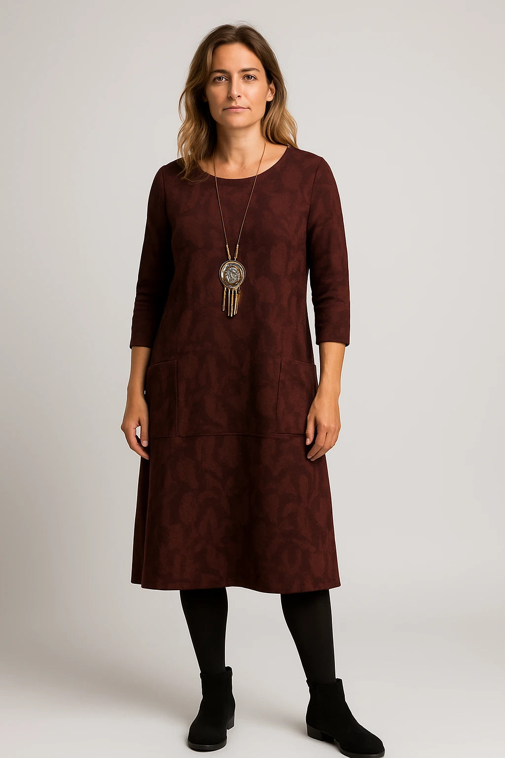 Womens Winter Dress with Elegant Fit and Functional Pockets for Versatile Style - Image 6