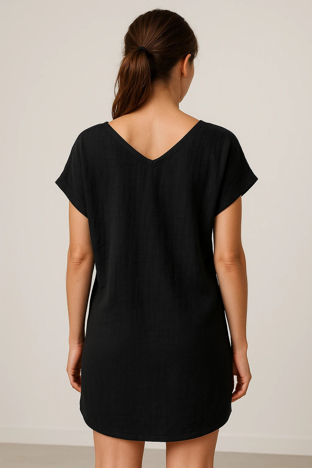 Short Sleeve V-Neck Linen Dress for Women