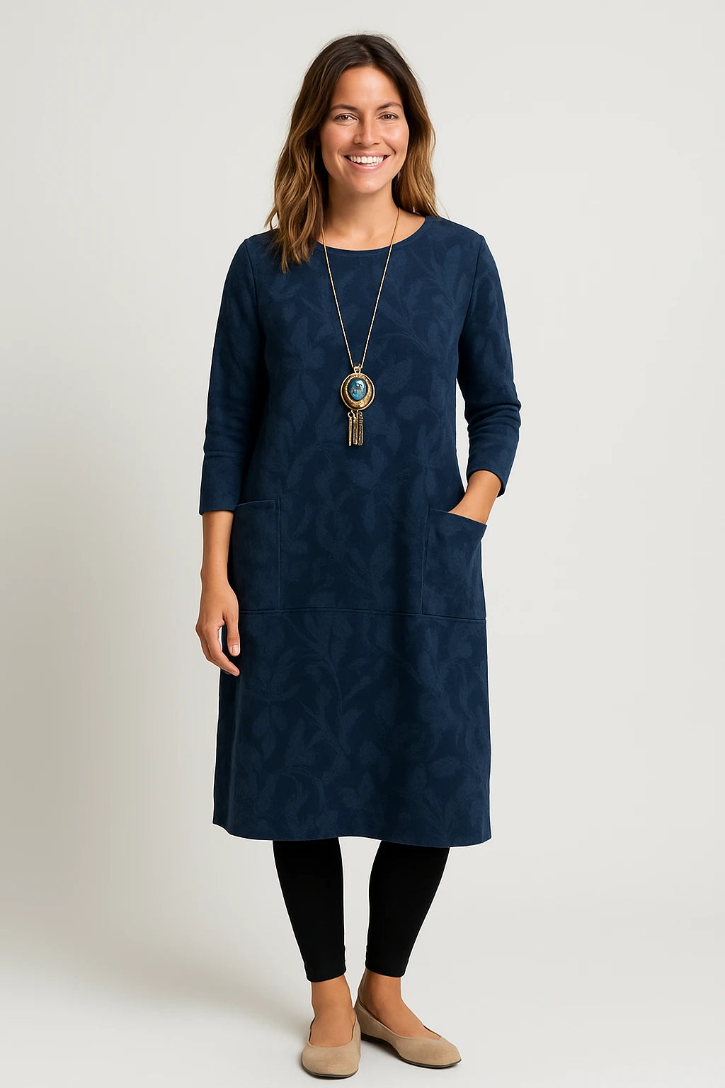 Womens Winter Dress with Elegant Fit and Functional Pockets for Versatile Style - Image 3