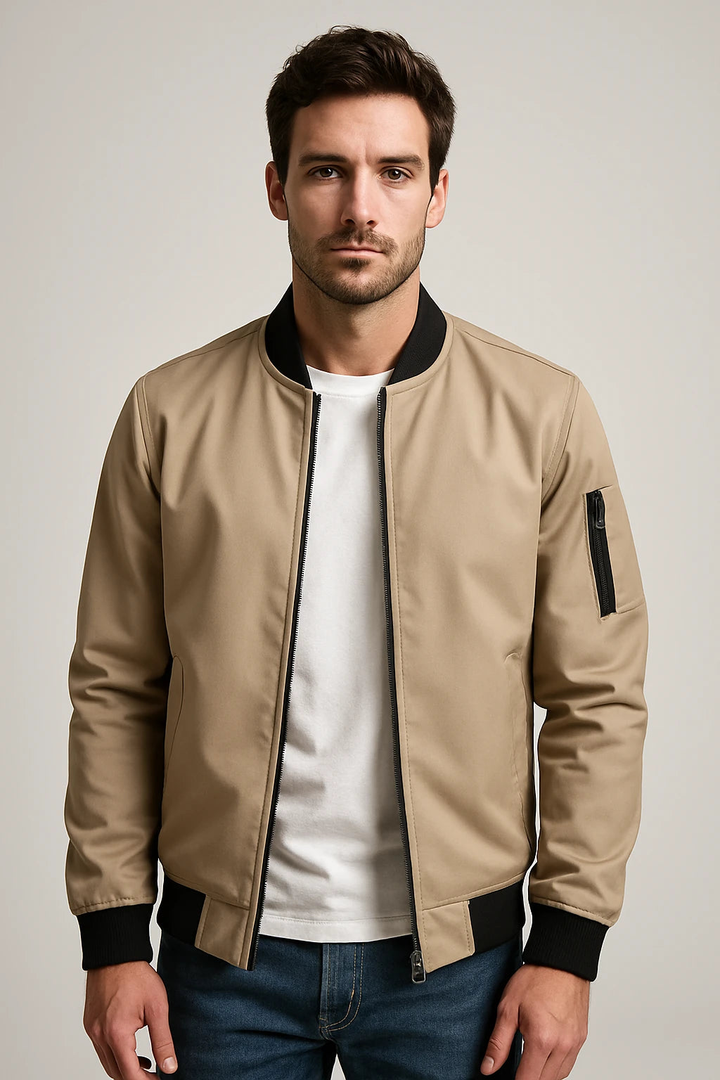 Men's Casual Bomber Jacket – Lightweight Zip-Up Outerwear