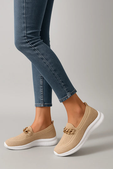 Womens All-Season Slip-Ons with Orthopedic Support and Elegant Golden Chain Detail - Image 2