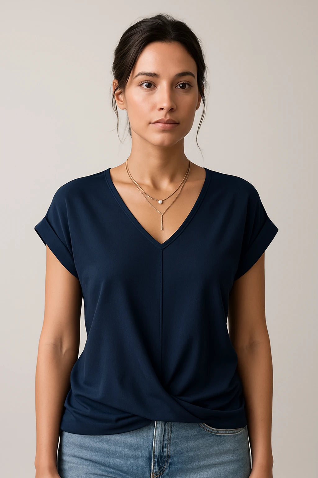 Women's V-Neck Slim Fit Top – Flattering Stretch Fabric