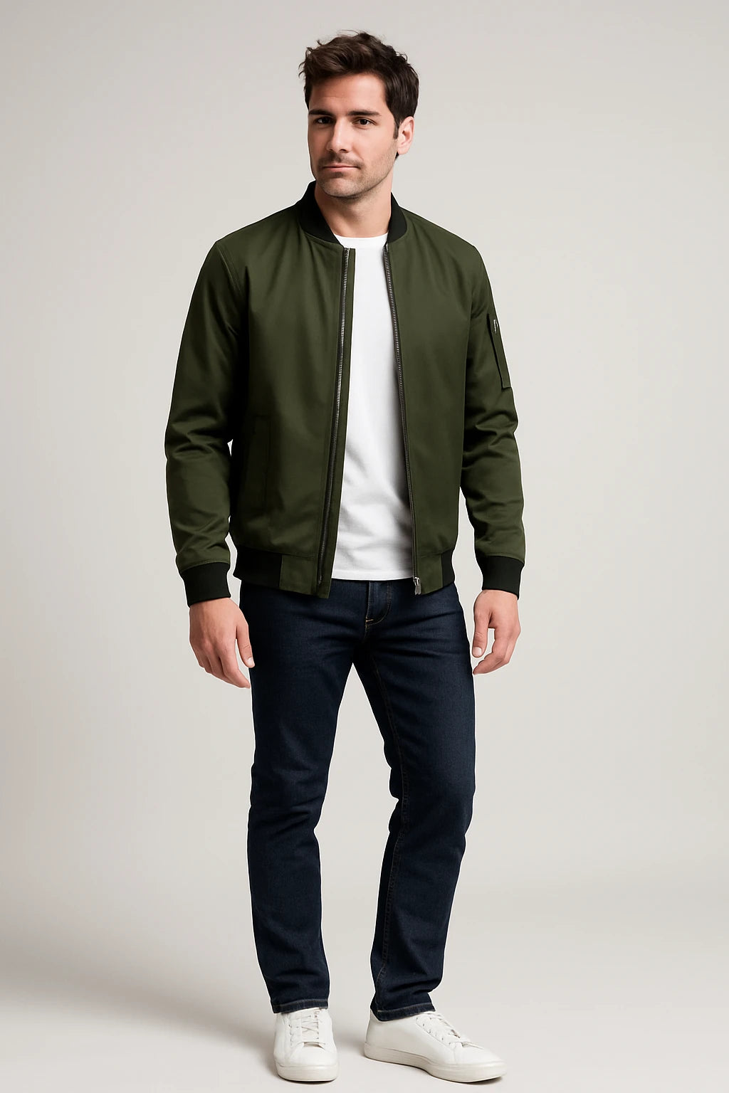 Men's Casual Bomber Jacket – Lightweight Zip-Up Outerwear