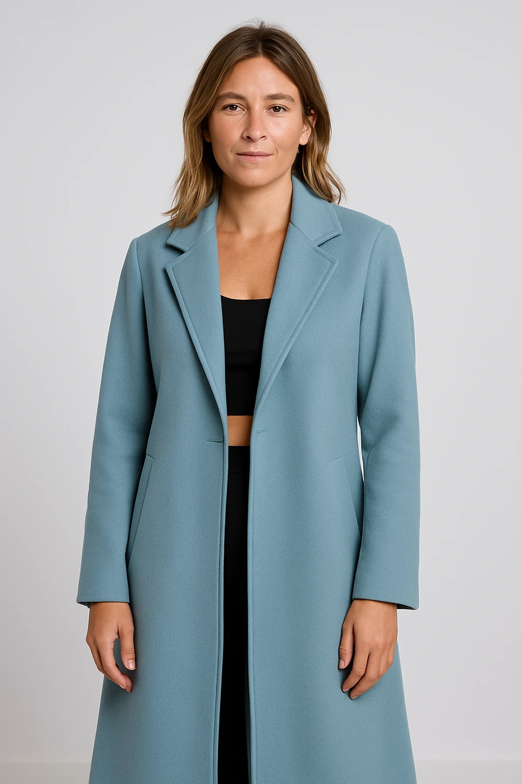 Women Winter Long Coat with Tailored Fit and Double-Breasted Button Closure - Image 6