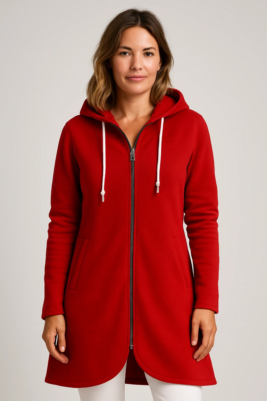 Women Autumn Casual Zip-Up Hoodie Coat with Relaxed Fit and Adjustable Hood - Image 4