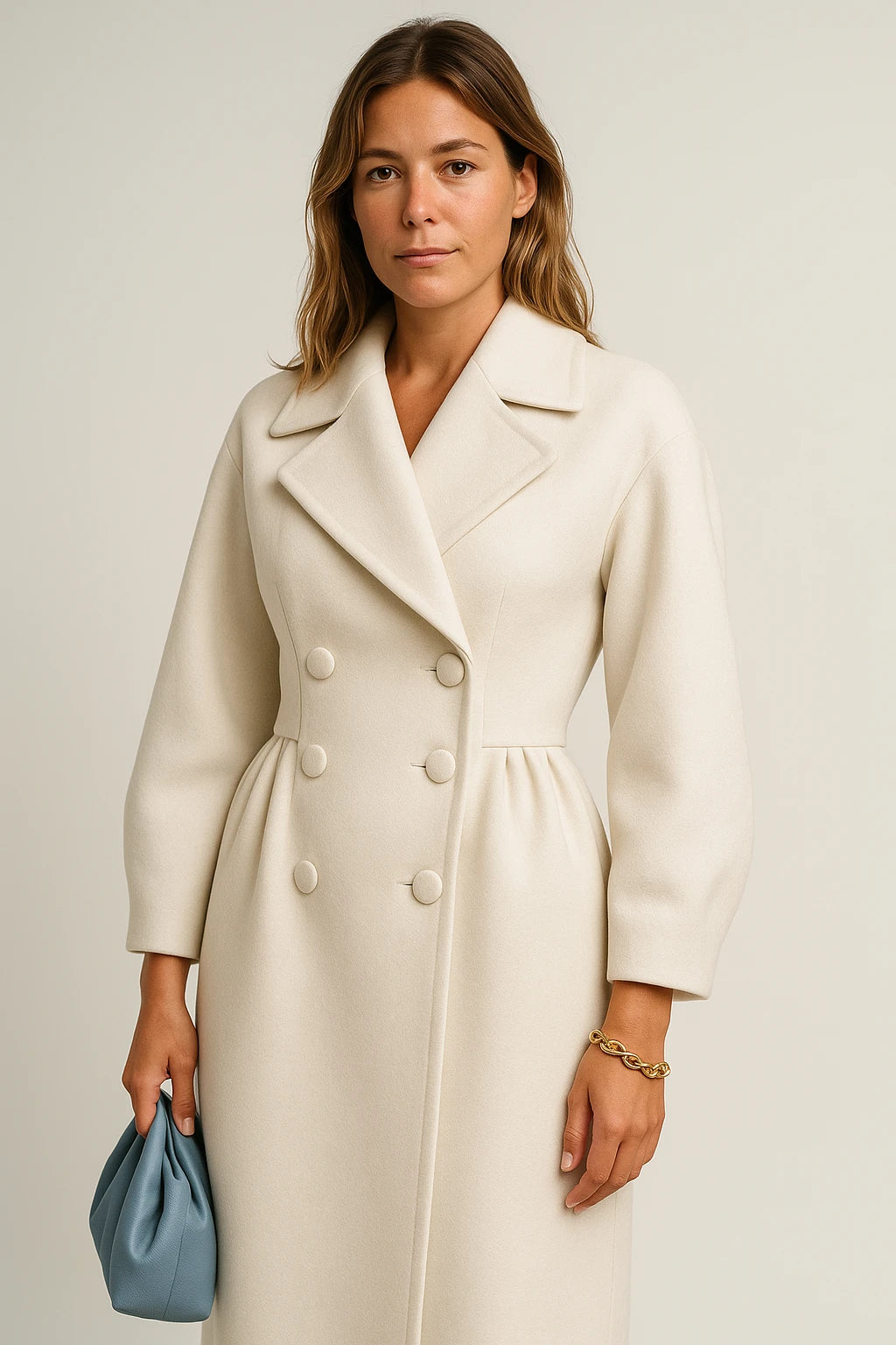 Women Autumn Elegant Belted Dress Coat with Tailored Fit and Oversized Lapel - Image 4