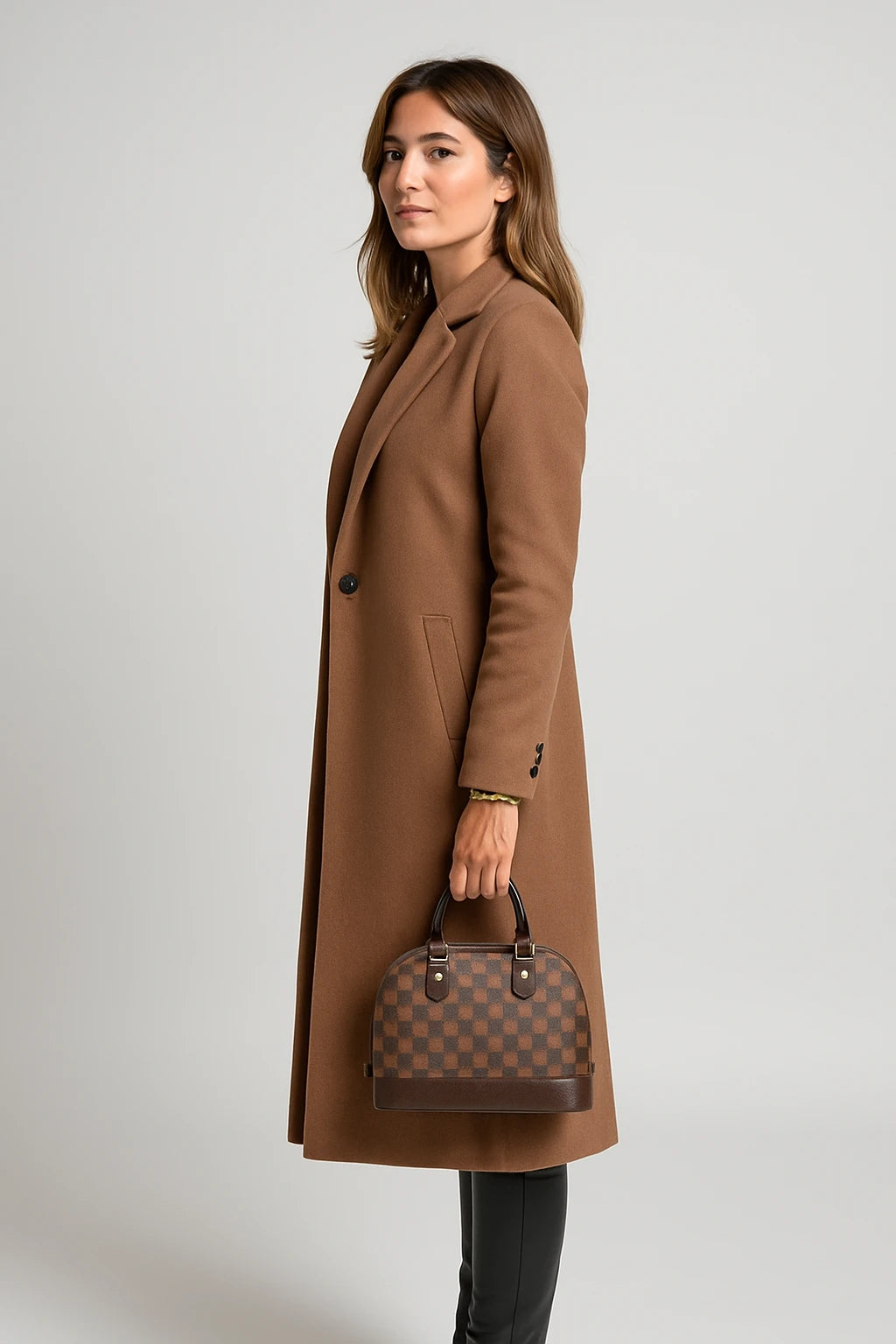 Womens Winter Longline Button Coat with Structured Fit and Notch Lapel - Image 1