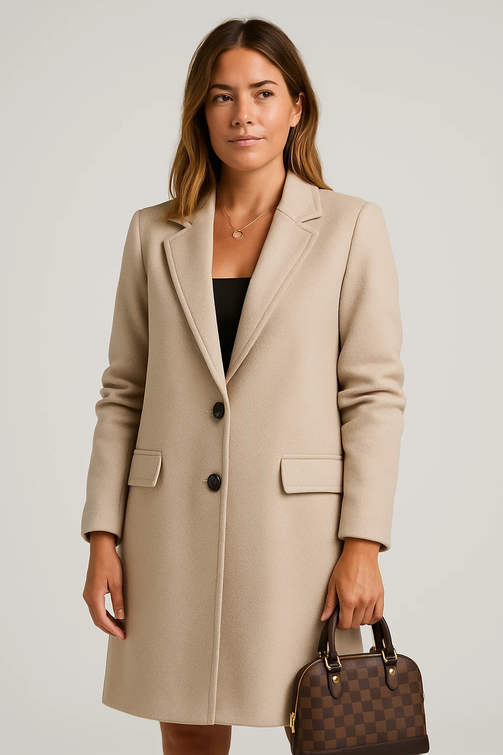 Womens Winter Longline Button Coat with Structured Fit and Notch Lapel - Image 7