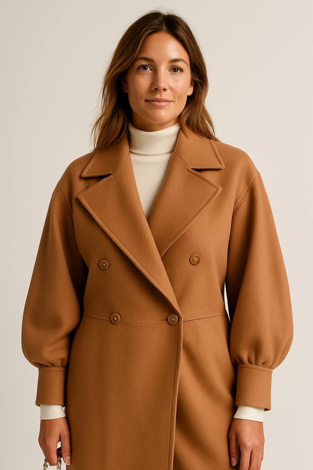 Women Autumn Elegant Belted Dress Coat with Tailored Fit and Oversized Lapel - Image 5