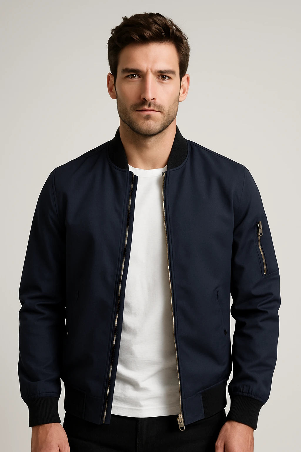 Men's Casual Bomber Jacket – Lightweight Zip-Up Outerwear