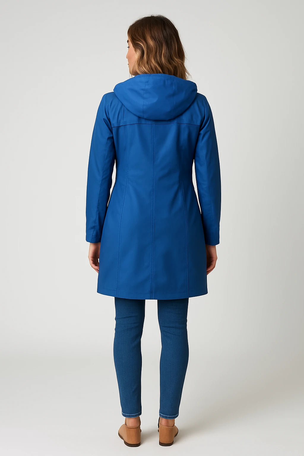 Women Autumn Utility Hooded Coat with Adjustable Drawstring Waist and Detachable Hood - Image 3