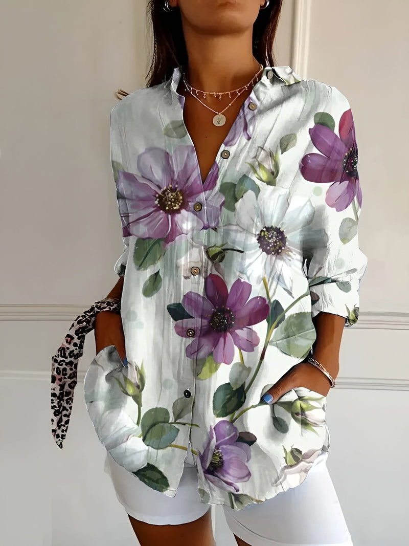 Aurora - Floral Breeze Button-Up Shirt